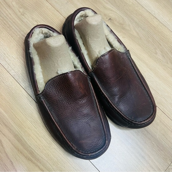 UGG Dark Brown Lined Ascot Leather Driving Loafers 10 main image 4